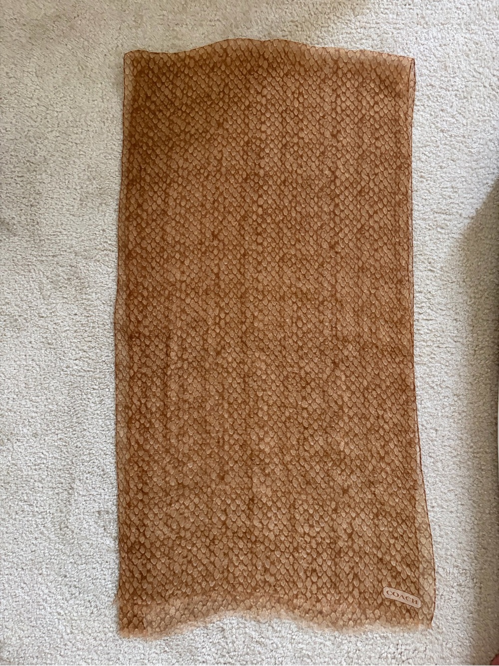 Coach Silk Brown Python Scarf Panel 20”*76”